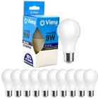 Kit 10 Lâmpadas Led Bulbo 9w E27 Branco Frio Inmetro Viena Luz