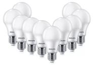 Kit 10 Lâmpadas Led Philips bulbo A60 E27 Branca Fria (6500k) - 9W
