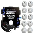 Kit 10 Led Piscina Monocromático 9W + Central + Controle - Luxpool