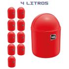 Kit 10 Lixeiras com Tampa p Escritorio Gourmet Vermelho 4L - UZ