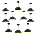 Kit 10 Luminária Pendente Meia Lua 40cm Interior Amarelo Com Fiação 110/220v - Luminárias Navarro