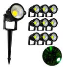 Kit 10 Luminária Refletor Espeto de Jardim 5w cor da luz Verde