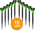 Kit 10 Luminárias Ecoforce Balizador Solar à Prova D'água 18591 Jardim Led Verde