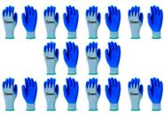 Kit 10 Luva Imbat Tricotada Com Banho, Palmar Em Latex, Azul