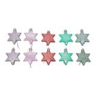 Kit 10 Mini Estrelas Natalinas Enfeite Adornos Pendurável Em Árvore De Natal Com Tons Sortidos