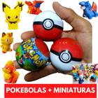 Kit 10 Miniaturas Pokemons Sortidos 4cm + 10 Pokebolas 5cm