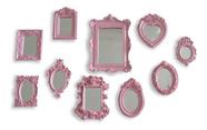 Kit 10 Molduras Resina Parede Decoração D118 Espelho Rosa - Ciranda Arte Criativa