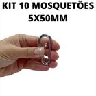 Kit 10 Mosquetão Essencial Segurança Galvanizado Esporte Trabalho 5x50mm 100 kg