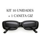 Kit 10 Óculos De Sol Retrô Formatura Preto + Caneta Giz Liq