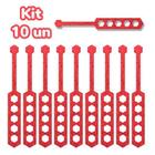 Kit 10 Organizador de Fios e Cabos Ajustável Vermelho Cereja