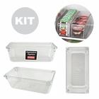 kit 10 Organizador Gavetas Geladeira Maquiagem Banheiro Acrílico Cristal Transparente Multiuso 15x7