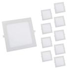 Kit 10 Paineis de Led Plafon Embutir 12w Quadrado Branco Quente 3000k