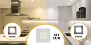 Kit 10 Painel Plafon Led Embutir 3w Quadrado 9x9