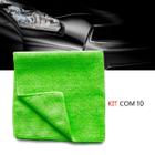 Kit 10 Pano microfibra automotiva flanela anti-risco toalha Verde