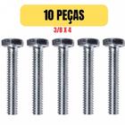 Kit 10 parafuso sextavado rosca inteira 3/8 x 4 - ELETRO