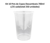 Kit 10 Pcts Copos Descartáveis 700ml Transparente c/ 25 unids cada( total 250 unids) - Orleplast