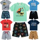 Kit 10 Peças de Menino Crianças de Calor Verão Infantil em Algodão 5 Conjuntos Camisetas Shorts