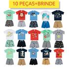 Kit 10 Peças Infantil Masculino Menino Verão 5 Camisetas + 5 Shorts