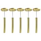 Kit 10 Pendente Tubo Dourado 30Cm Cabo Cristal + Led - Iluminar Ambiente