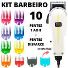 Kit 10 Pentes Guia Com Pente De Disfarce Para Barbearia Profissional