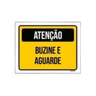 Kit 10 Placa Amarela Atenção Buzine E Aguarde