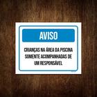 Kit 10 Placa Aviso Crianças Área Piscina Responsável