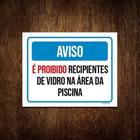 Kit 10 Placa Aviso Proibido Recipientes Vidro Piscina ul