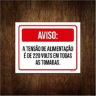 Kit 10 Placa Aviso Tensão Alimentação 220V Todas Tomadas