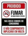 Kit 10 Placa Fumar Jogar Áreas Comuns Condomínio 36X46