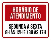 Kit 10 Placa Horário Funcionamento Segunda Sexta 8 1236X46