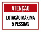 Kit 10 Placa Lotação Máxima 5 Pessoas Vermelha 36X46