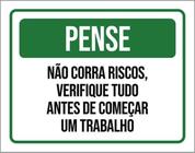 Kit 10 Placa Pense Corra Risco Verifi Antes Trabalho 36X46