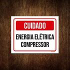 Kit 10 Placa Sinalização Cuidado Energia Elétrica Compressor