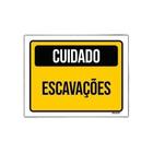 Kit 10 Placa Sinalização - Cuidado Escavações Amarelo