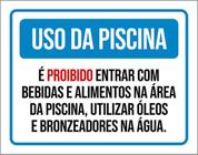 Kit 10 Placa Uso Da Piscina Entrar Com Bebidas 36X46