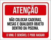 Kit 10 Placas Atenção Não Colocar Cadeiras Mesas Piscina