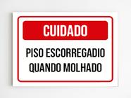 kit 10 placas aviso cuidado piso escorregadio quando molhado - Mago das Camisas