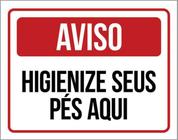 Kit 10 Placas Aviso Higienize Seus Pés Aqui Vermelho 36X46