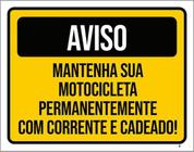 Kit 10 Placas Aviso Mantenha Motocicleta Corrente Cadeado