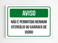 kit 10 Placas aviso não é permitido utensilio garrafas vidro - Mago das Camisas