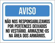 Kit 10 Placas Aviso Não Responsabilizamos Pertences