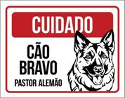 Kit 10 Placas Cuidado Cão Bravo Pastor Alemão 36X46