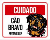 Kit 10 Placas Cuidado Cão Bravo Rottweiler 36X46