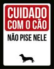 Kit 10 Placas Cuidado Cão Não Pise Nele Salsicha 36X46