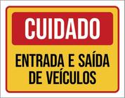 Kit 10 Placas Cuidado Entrada E Saída De Veículos Vermelha