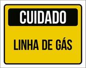 Kit 10 Placas Cuidado Linha De Gás Amarelo 36X46