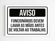 kit 10 placas de aviso funcionários devem lavar a mão A4 - Mago das Camisas