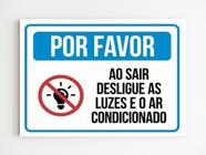 Kit 10 Placas de aviso por favor ao sair desligar as luzes