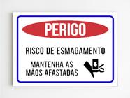 kit 10 placas de aviso risco de esmagamento afaste as mãos - genérico