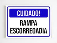 kit 10 placas de sinalização cuidado rampa escorregadia A4 - genérico